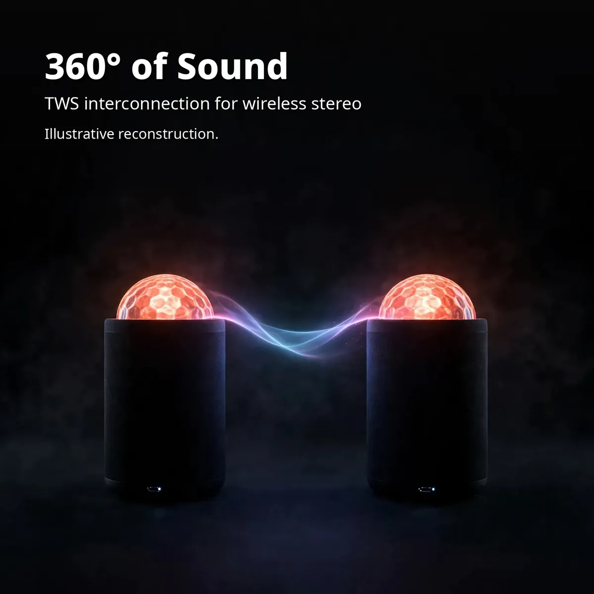 Joyroom JR-MS01 TWS pairing — two speakers in wireless stereo, 360 degrees of sound