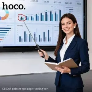 HOCO GM205 3-in-1 Wireless Presentation Remote – Red Laser, Extendable Pointer, Stylus Pen (USB & Type-C Receiver)