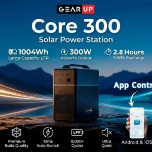 GearUP Core 300 - Portable Solar Power Station (Inverter 300W, 1004Wh Battery)