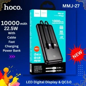 Hoco MMJ-27 10000mAh 22.5W Fast Charging Power Bank with Built-in Cables
