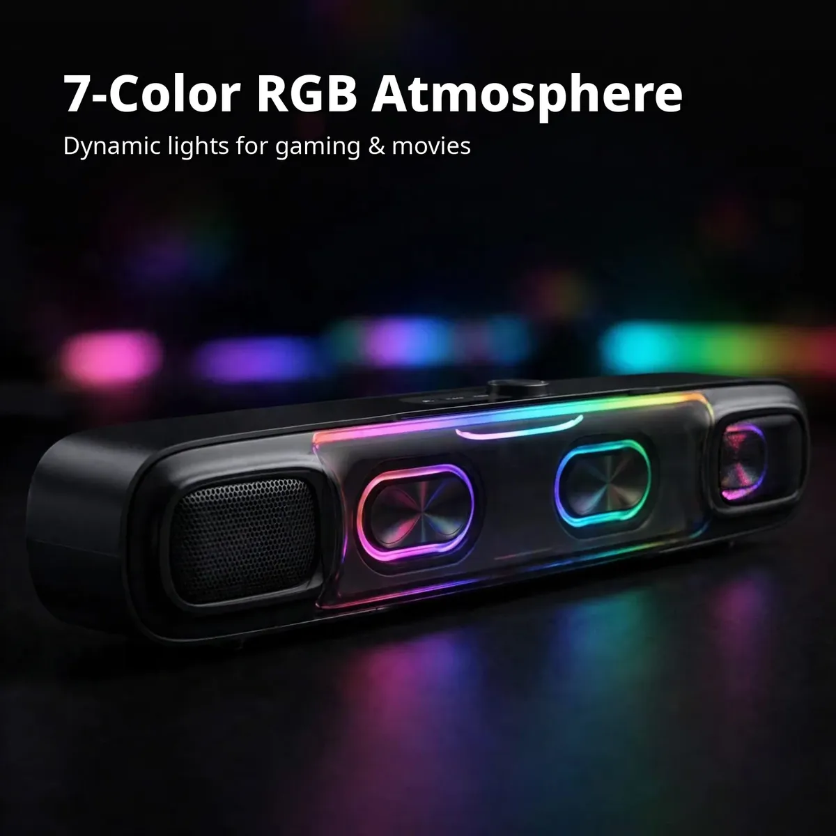Baseus AeQur DS10 7-color RGB light strip glowing in a dark room