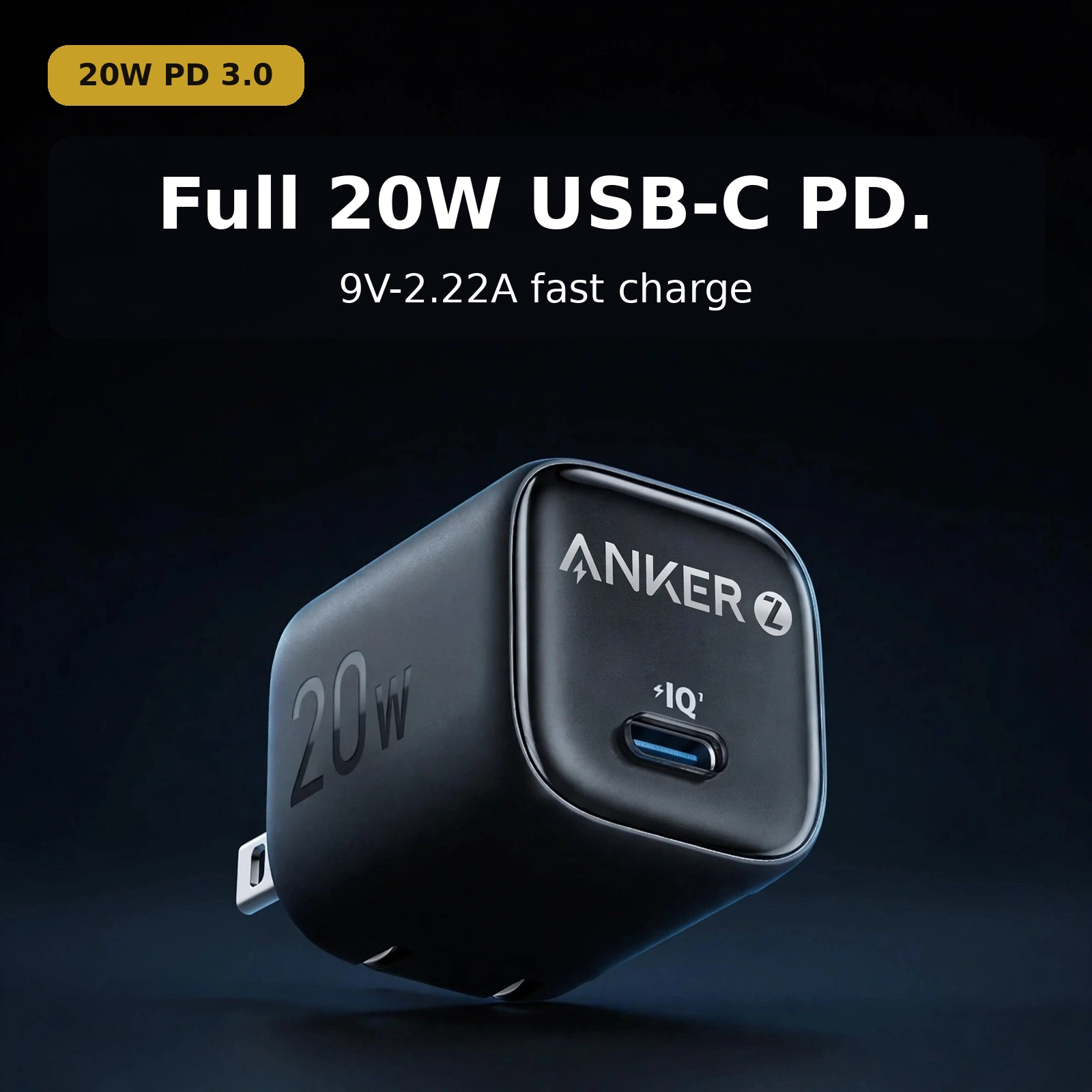 Anker Zolo IQ3 20W charger compact design