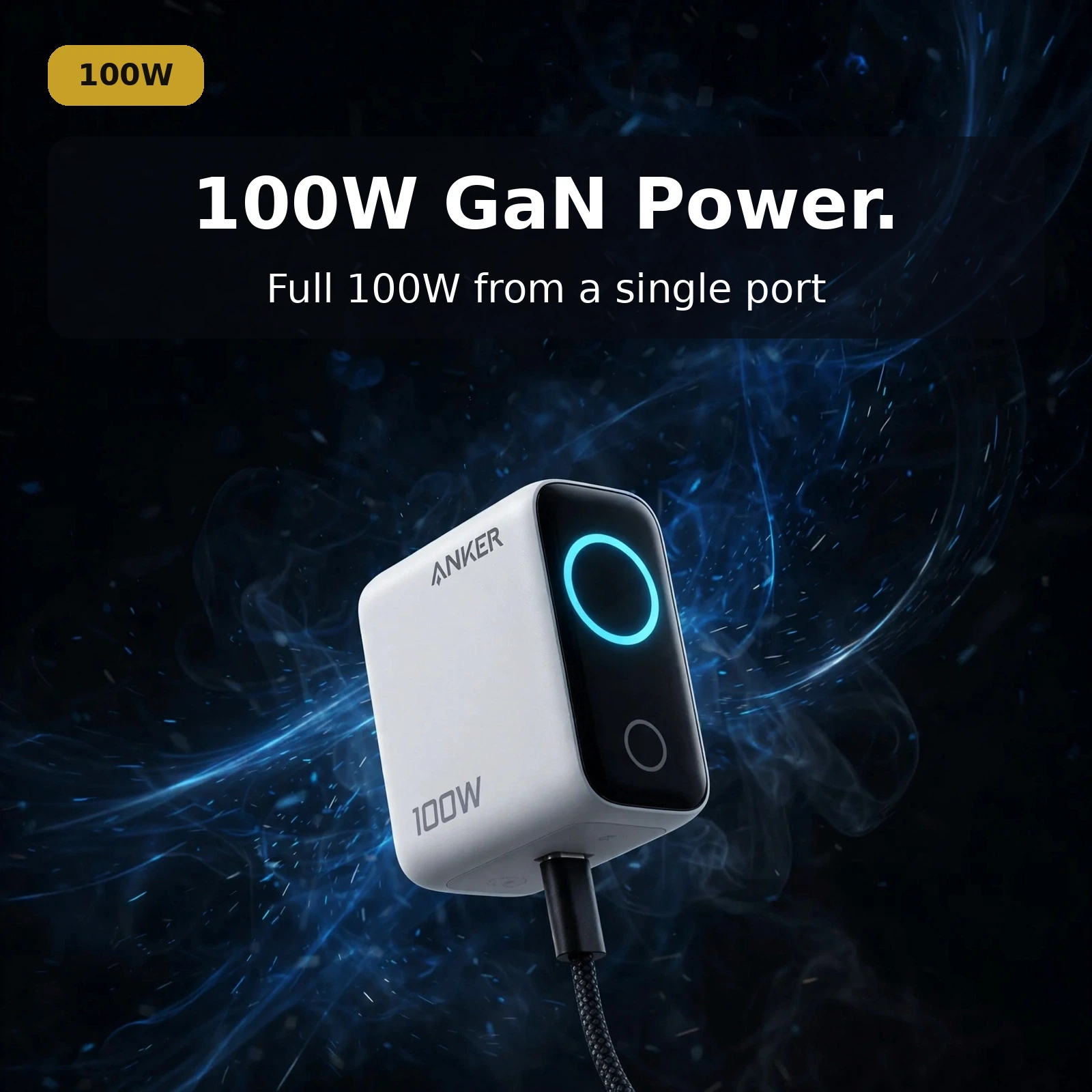 Anker B121B smart LCD display showing charging status
