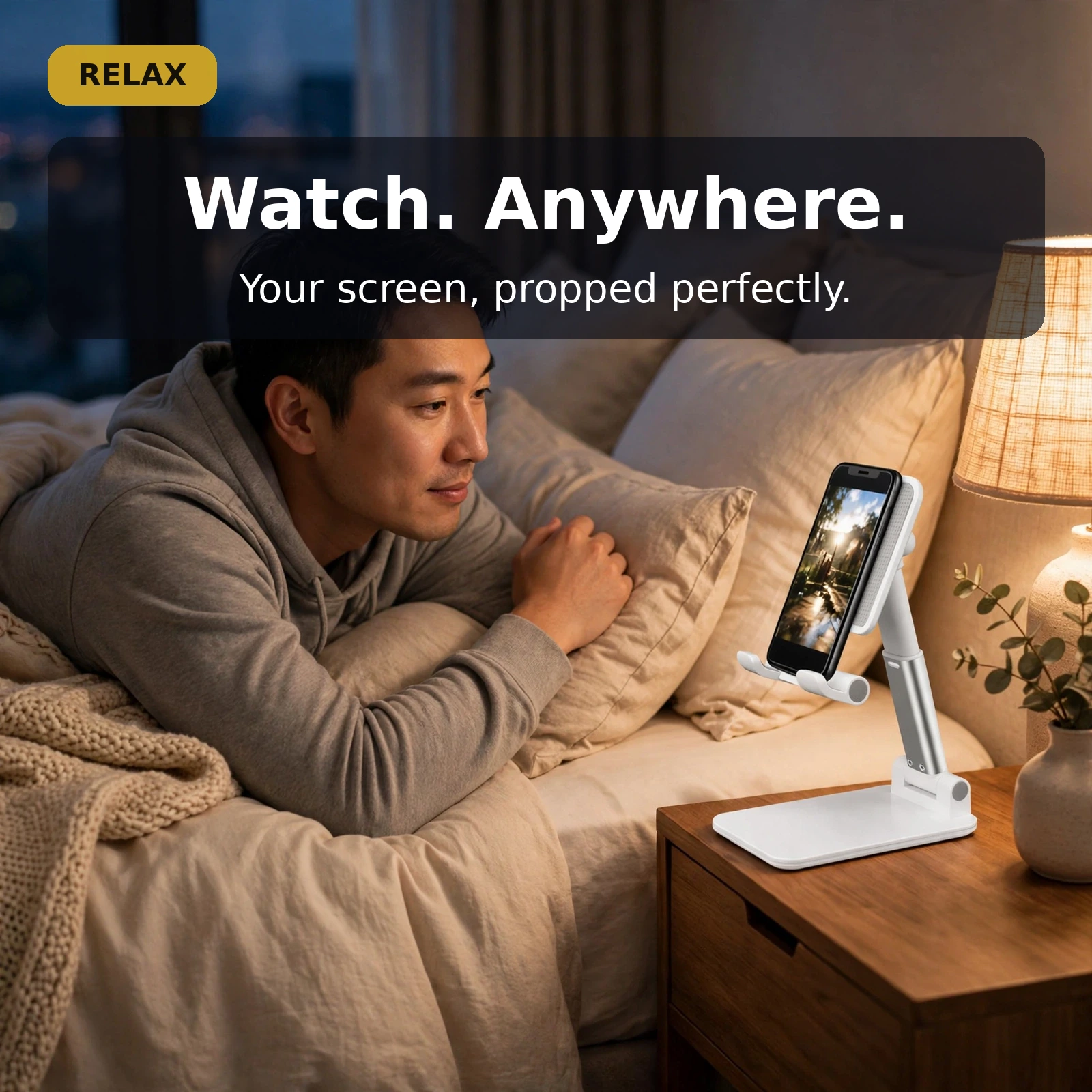 folding phone stand for watching videos in bed