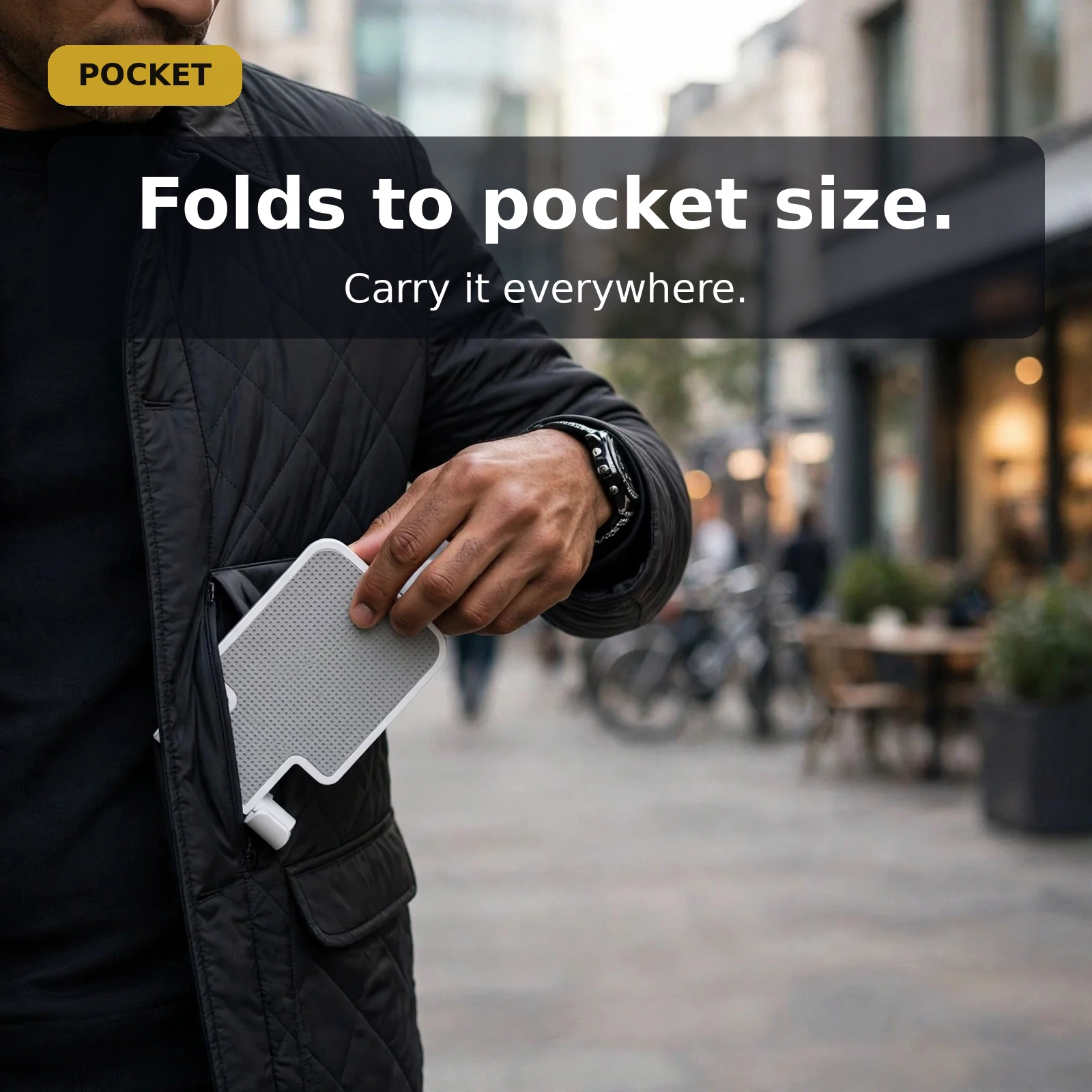 folding phone stand at eye-level angle