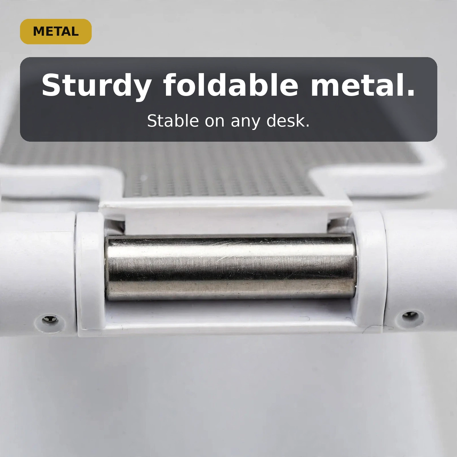 metal hinge detail of folding phone stand