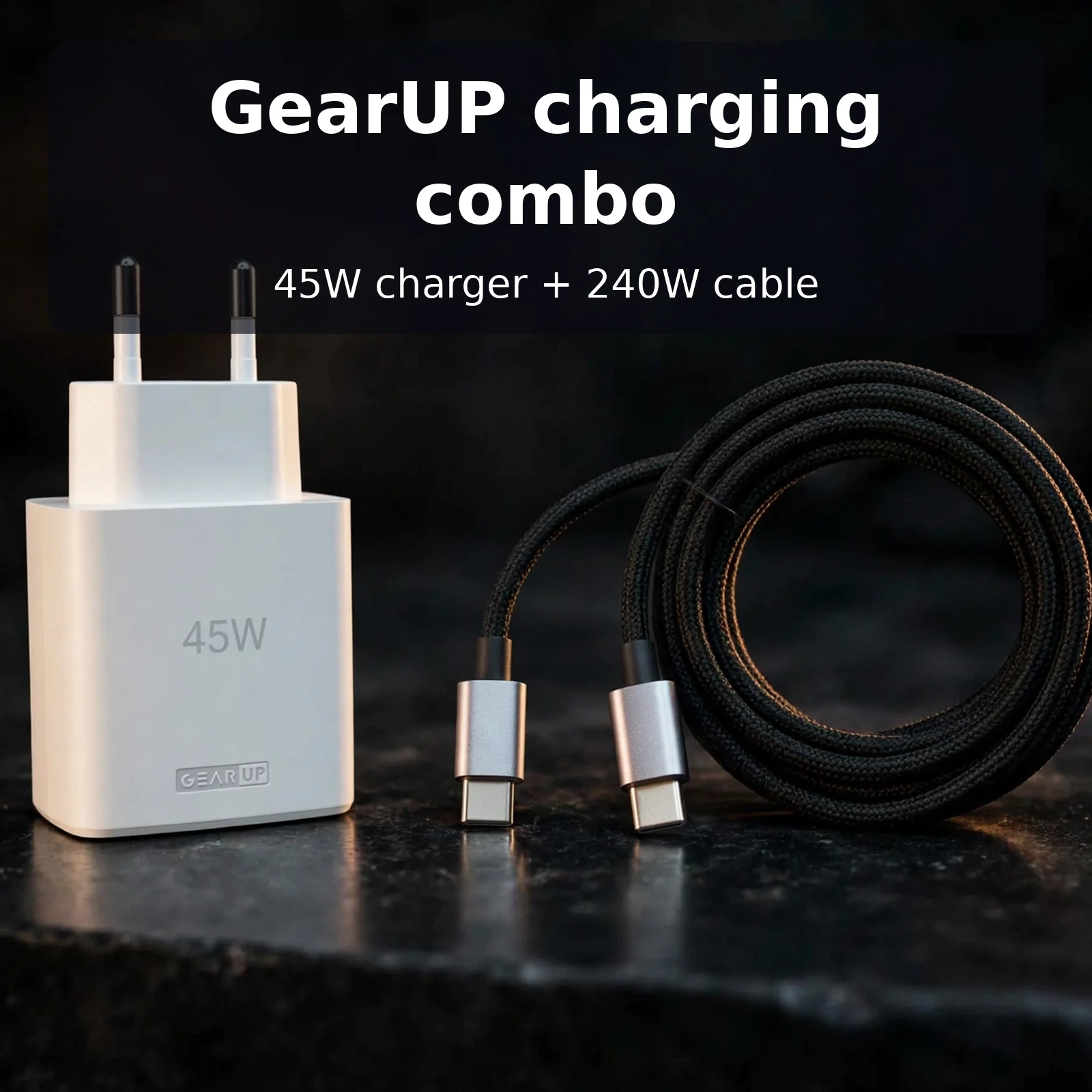 GearUP GP007 45W fast charging combo charger and 240W cable promo