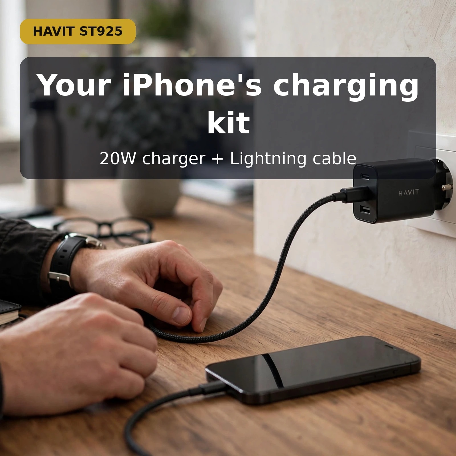 Havit ST925 USB charger with data cable charging iPhone kit