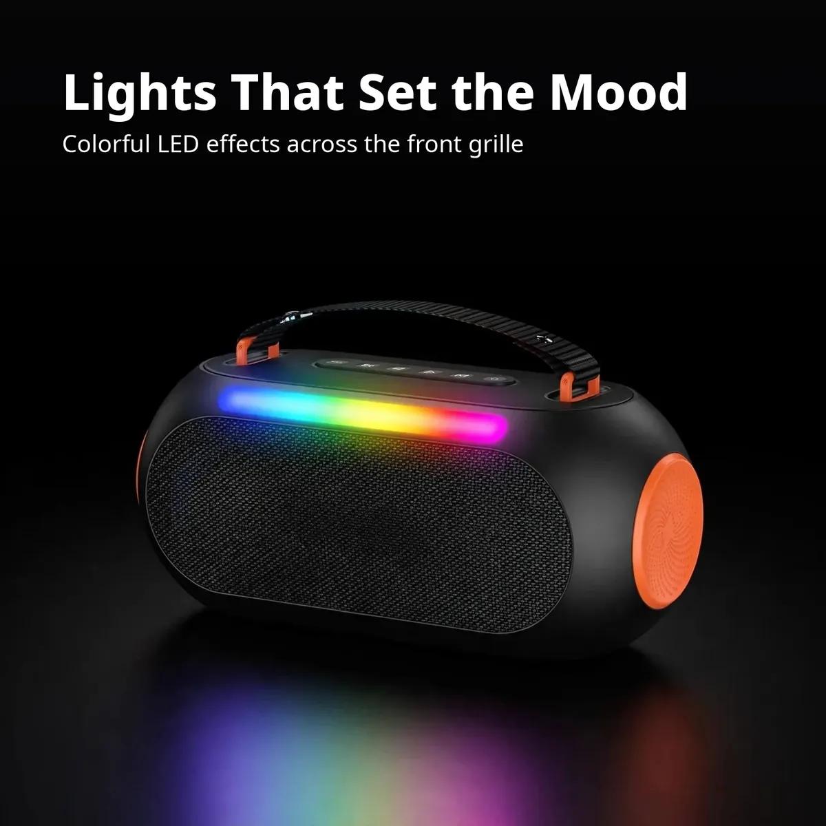 Hoco DS64 LED card showing the colorful light strip glowing across the front grille