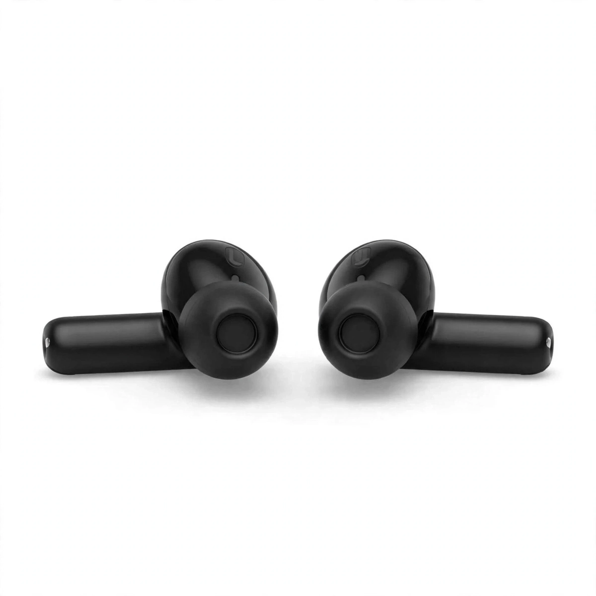 Pair of black Hoco EQ22 earbuds with silicone tips on a clean white background