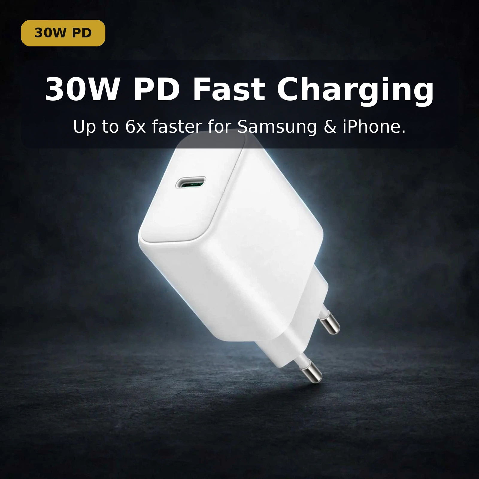 30W PD fast charging up to 6x faster for Samsung and iPhone