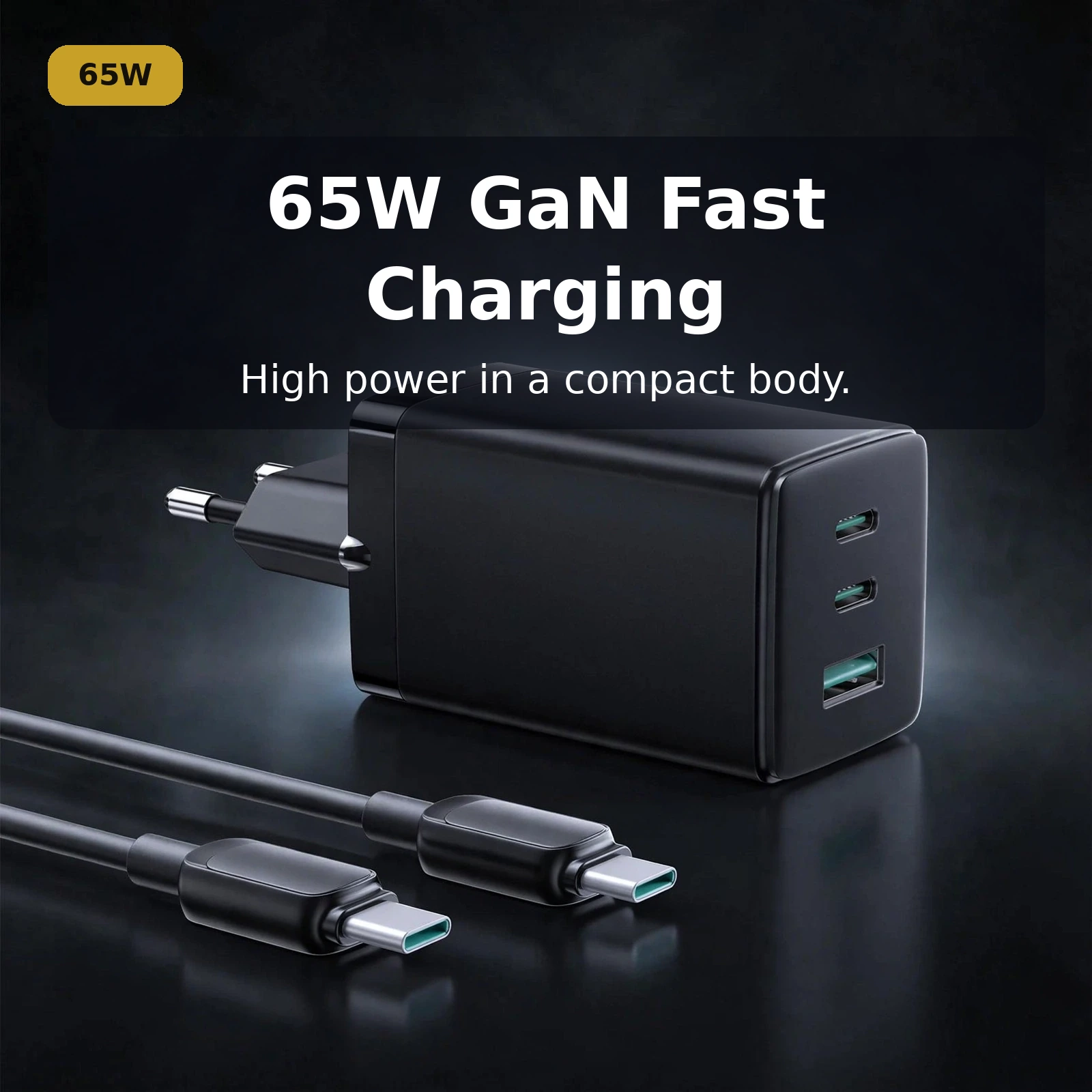 65W GaN fast charging high power in a compact body