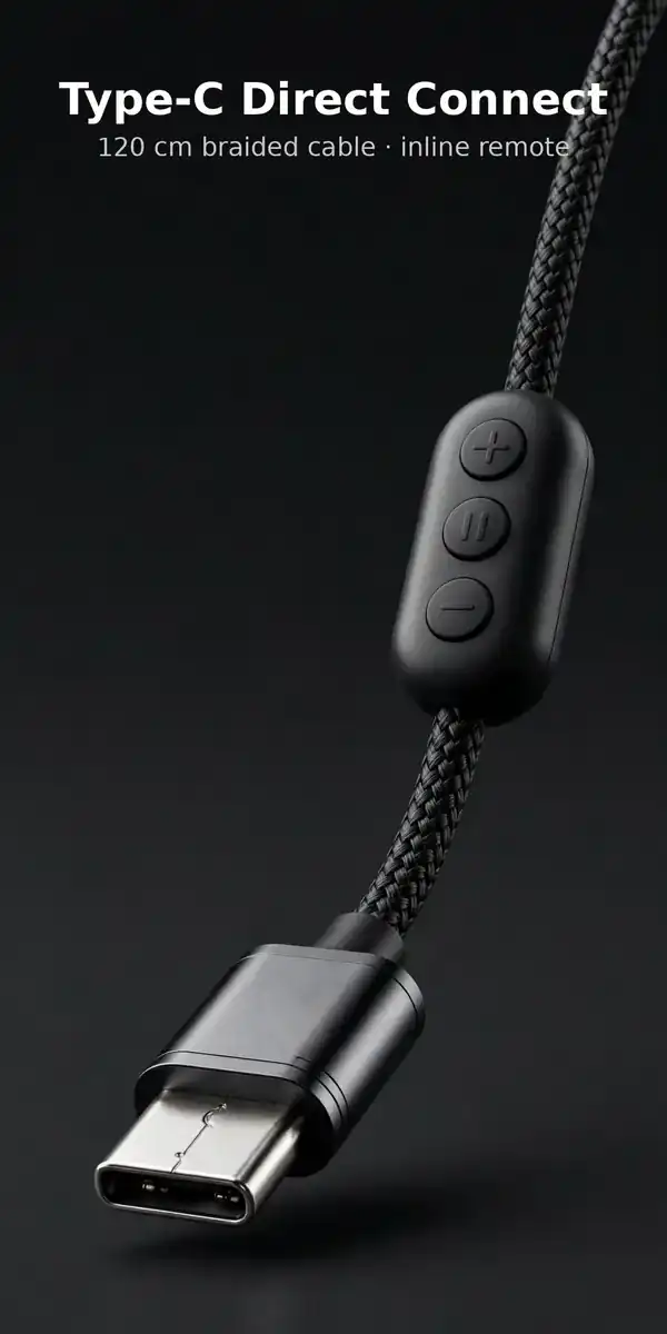 Plextone RX3 Gen 2 feature card: Type-C direct connect, 120cm braided cable, inline remote — manufacturer's stated specification