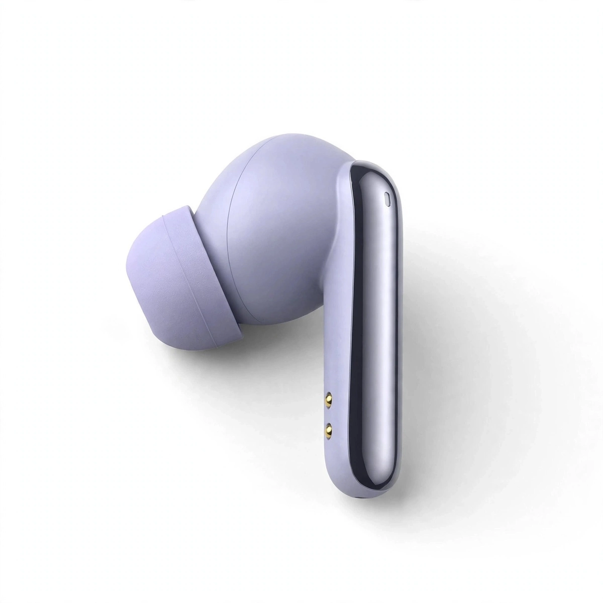 Single lavender QCY MeloBuds N50 earbud in close-up on a white listing-card background