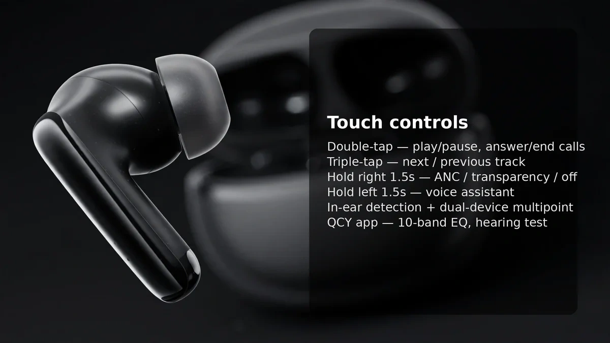QCY MeloBuds N70 touch controls card