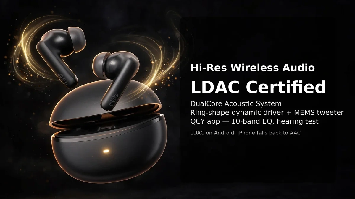 QCY MeloBuds N70 Hi-Res LDAC audio promo card
