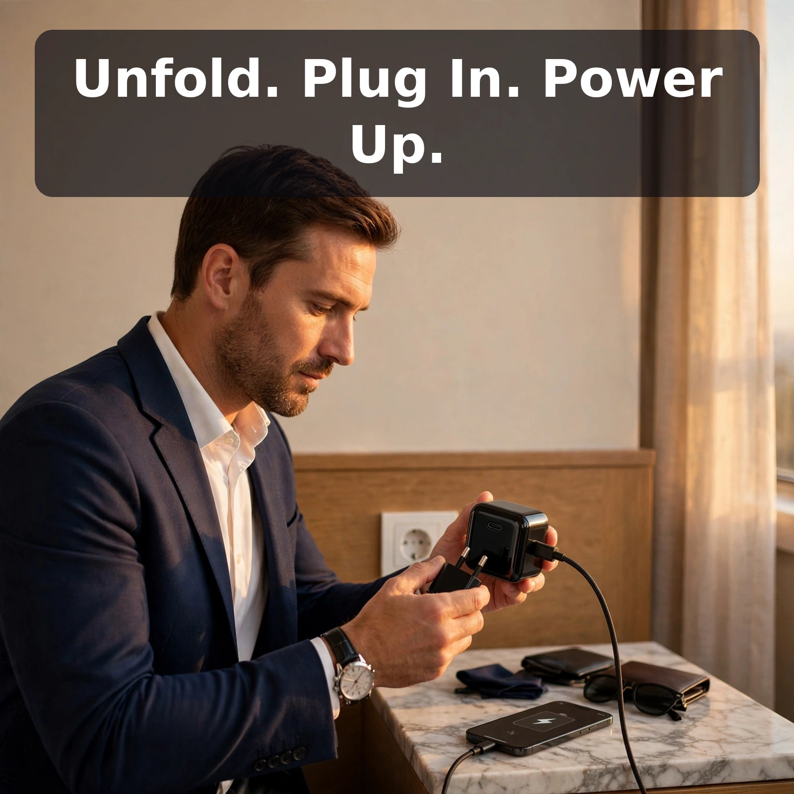 Vention FAKB0-EU 30W USB-C GaN charger with foldable EU plug