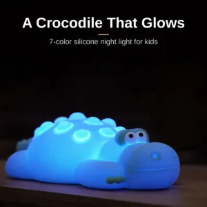 7 Color Crocodile Shape Silicone Night Light Toy for Kids