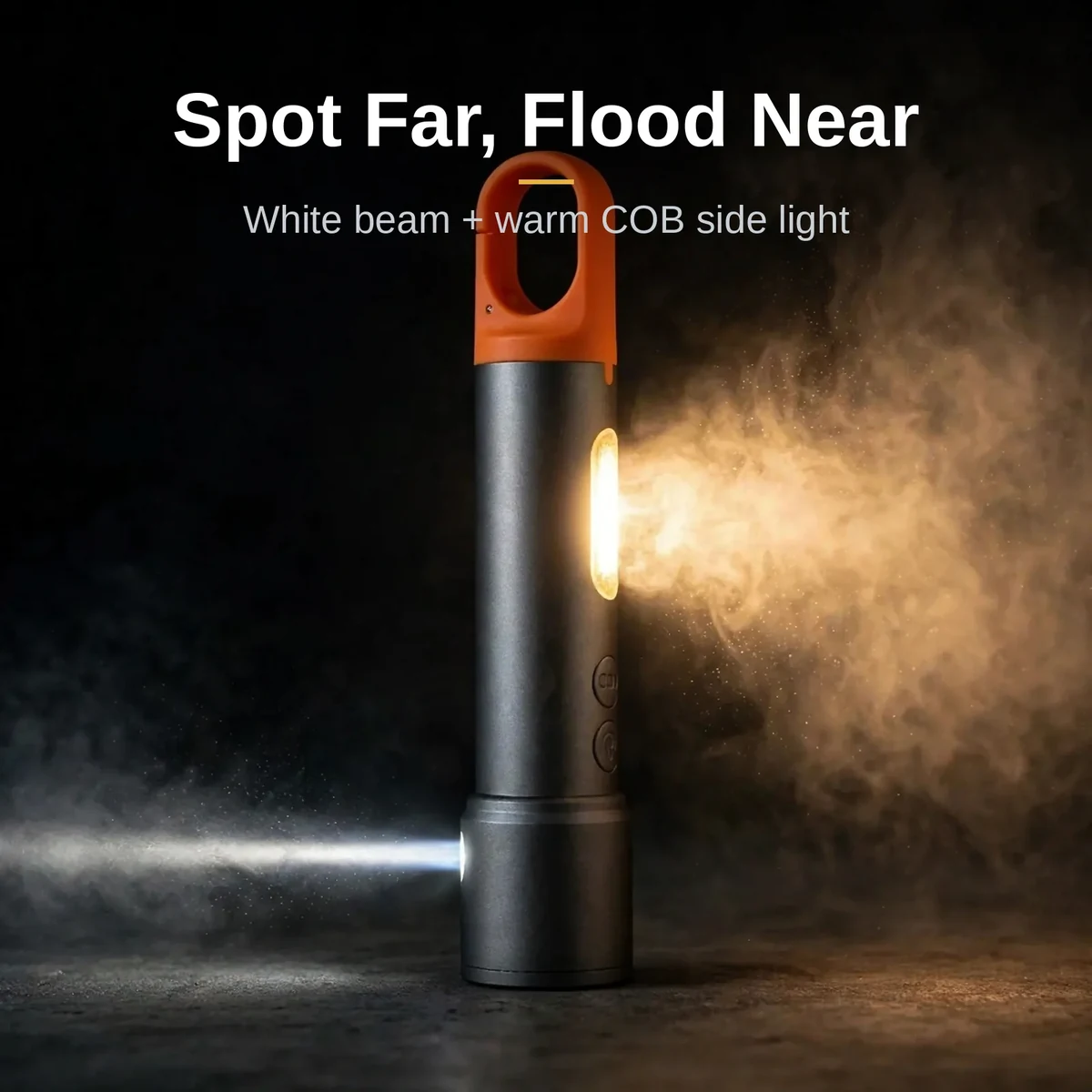 GearUP K57 torch dual-beam design with LED spotlight and COB side panel