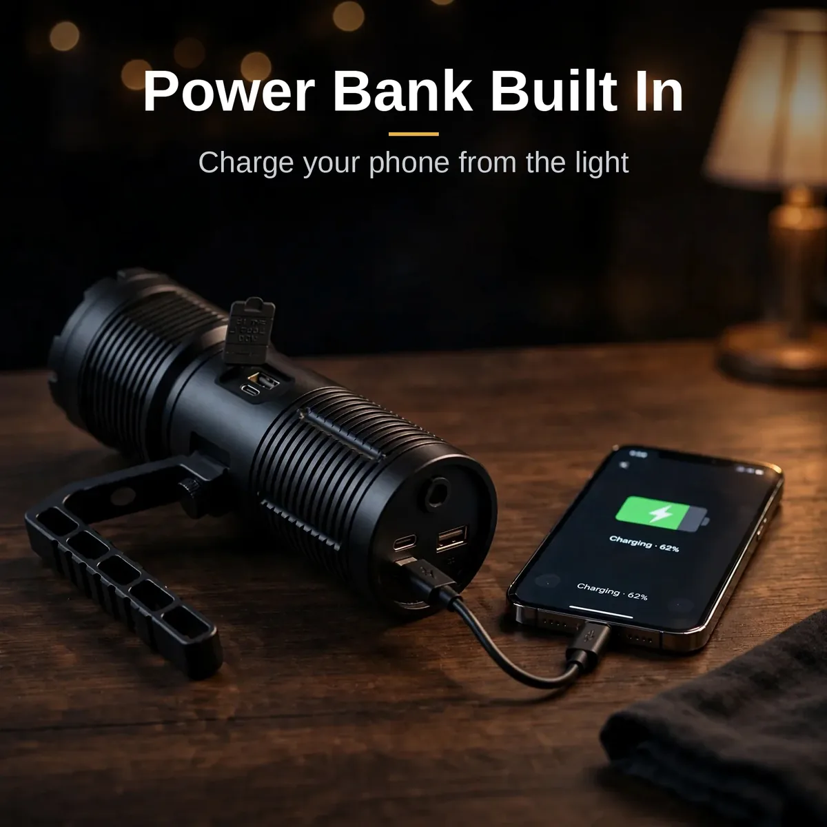GearUP SL500 PRO charging a smartphone via its USB power-bank output