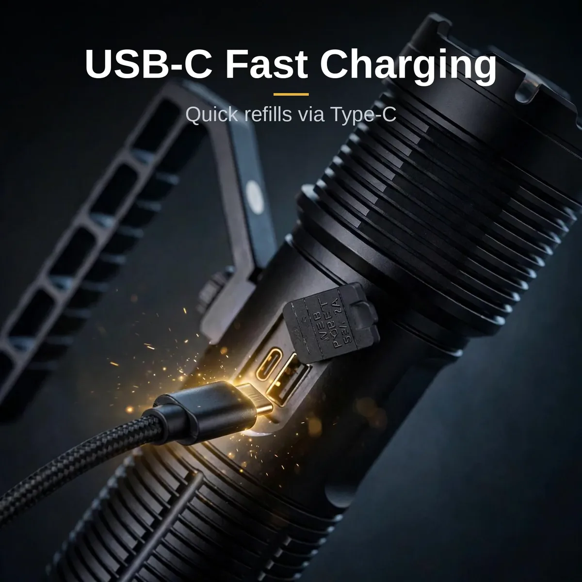 Type-C fast-charging port on the GearUP SL500 PRO searchlight