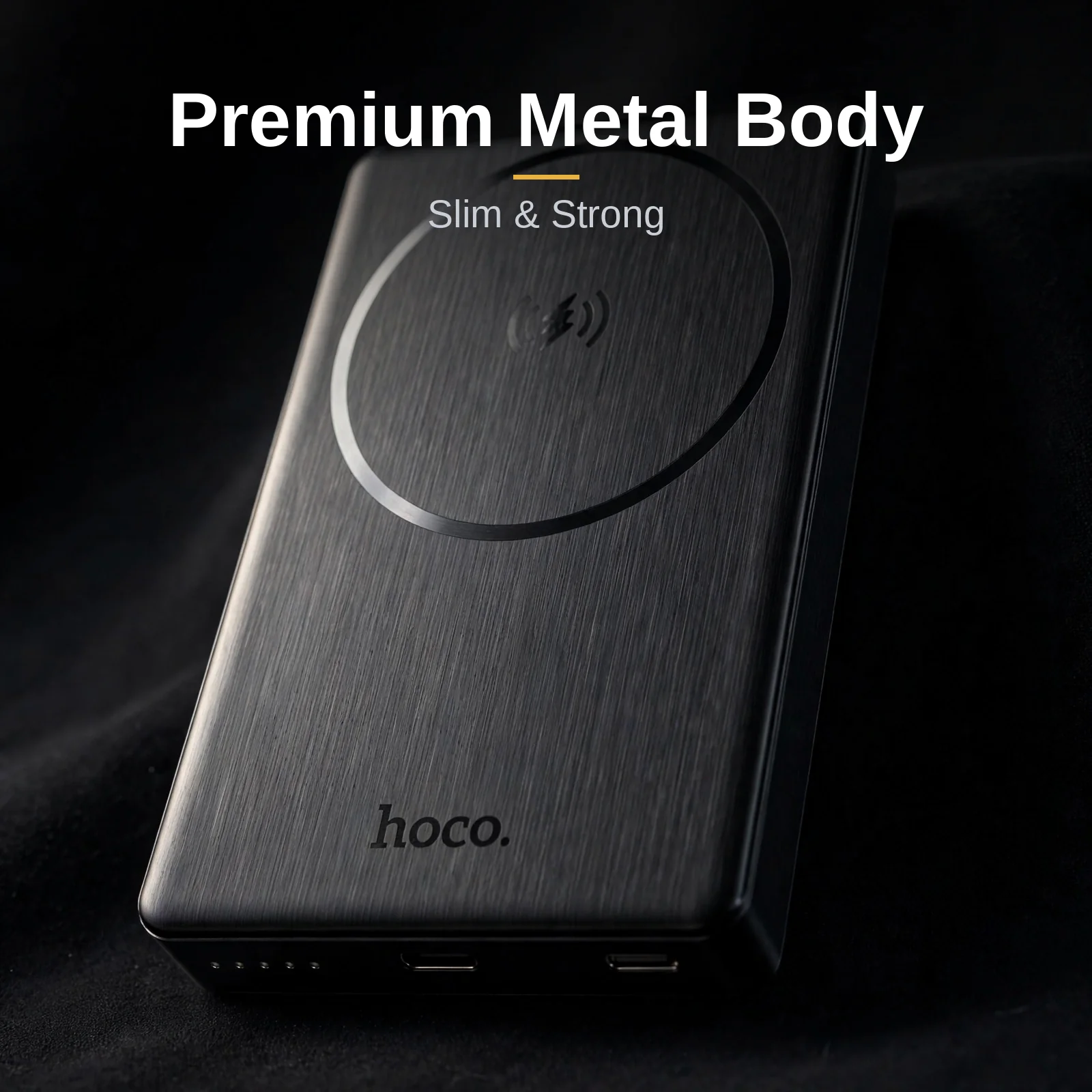 Close-up of the Hoco DB98A Storm premium brushed metal body