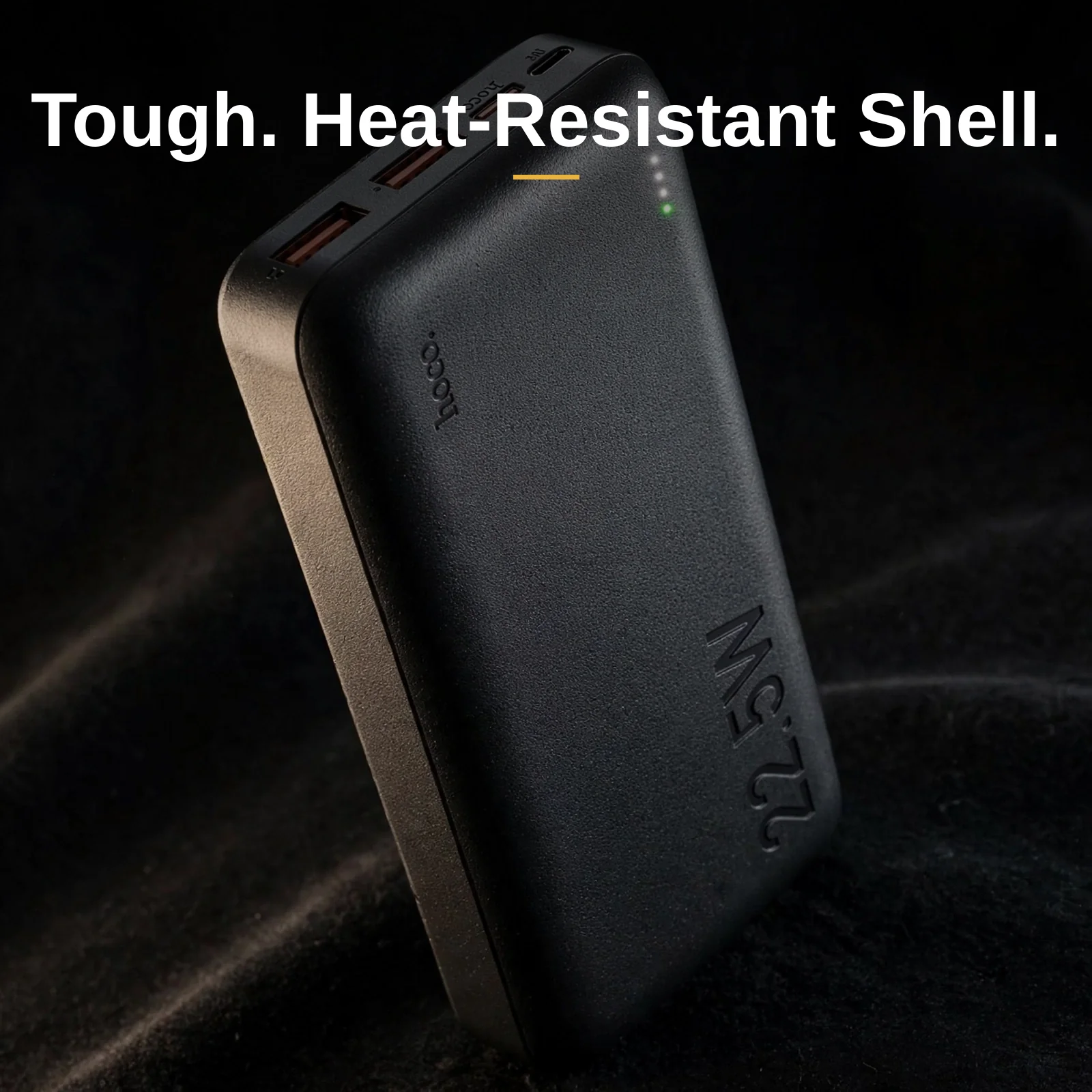 Hoco J101A power bank matte black heat-resistant plastic shell with embossed 22.5W marking