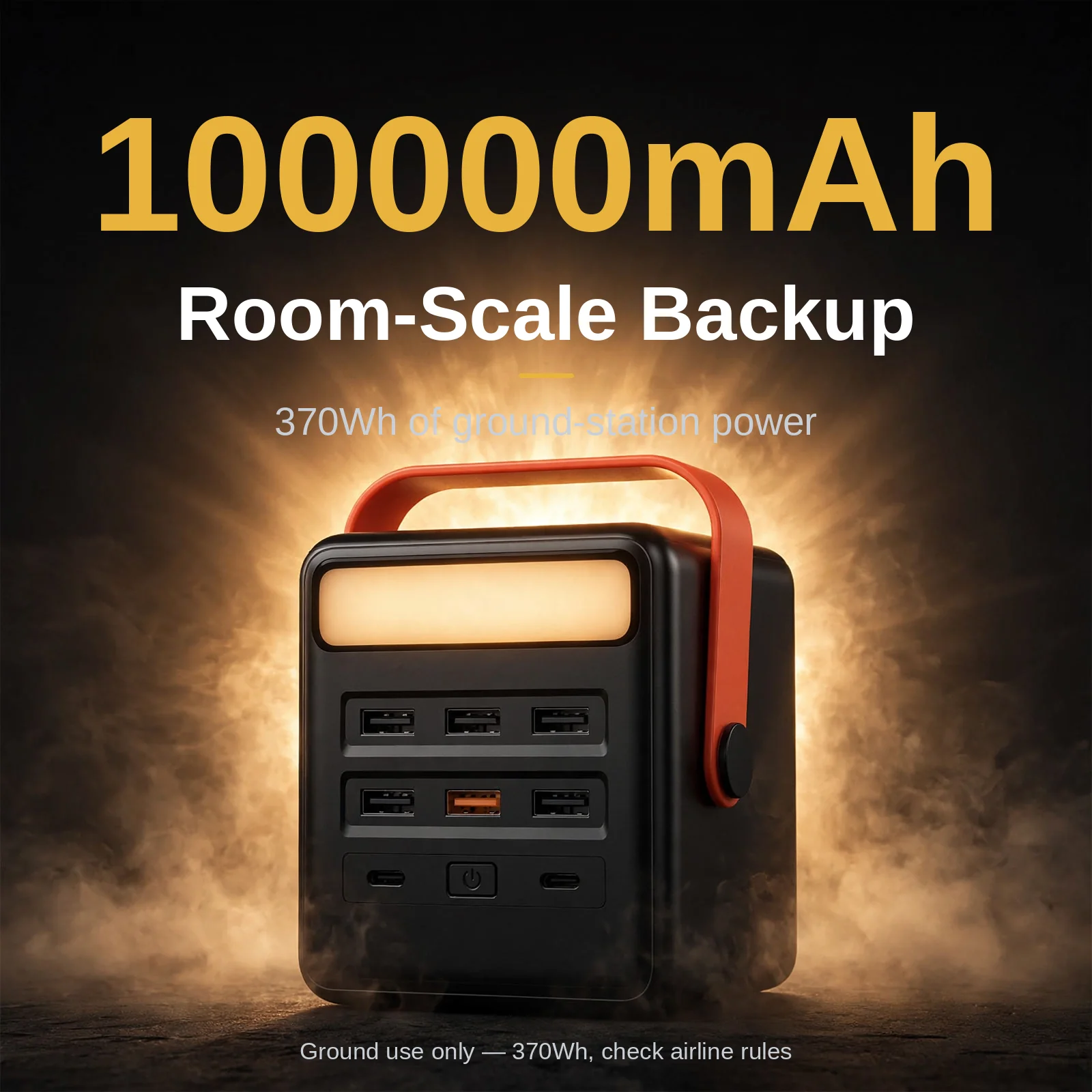 Hoco J142 100000mAh room-scale backup promo, 370Wh ground-station power, ground use only