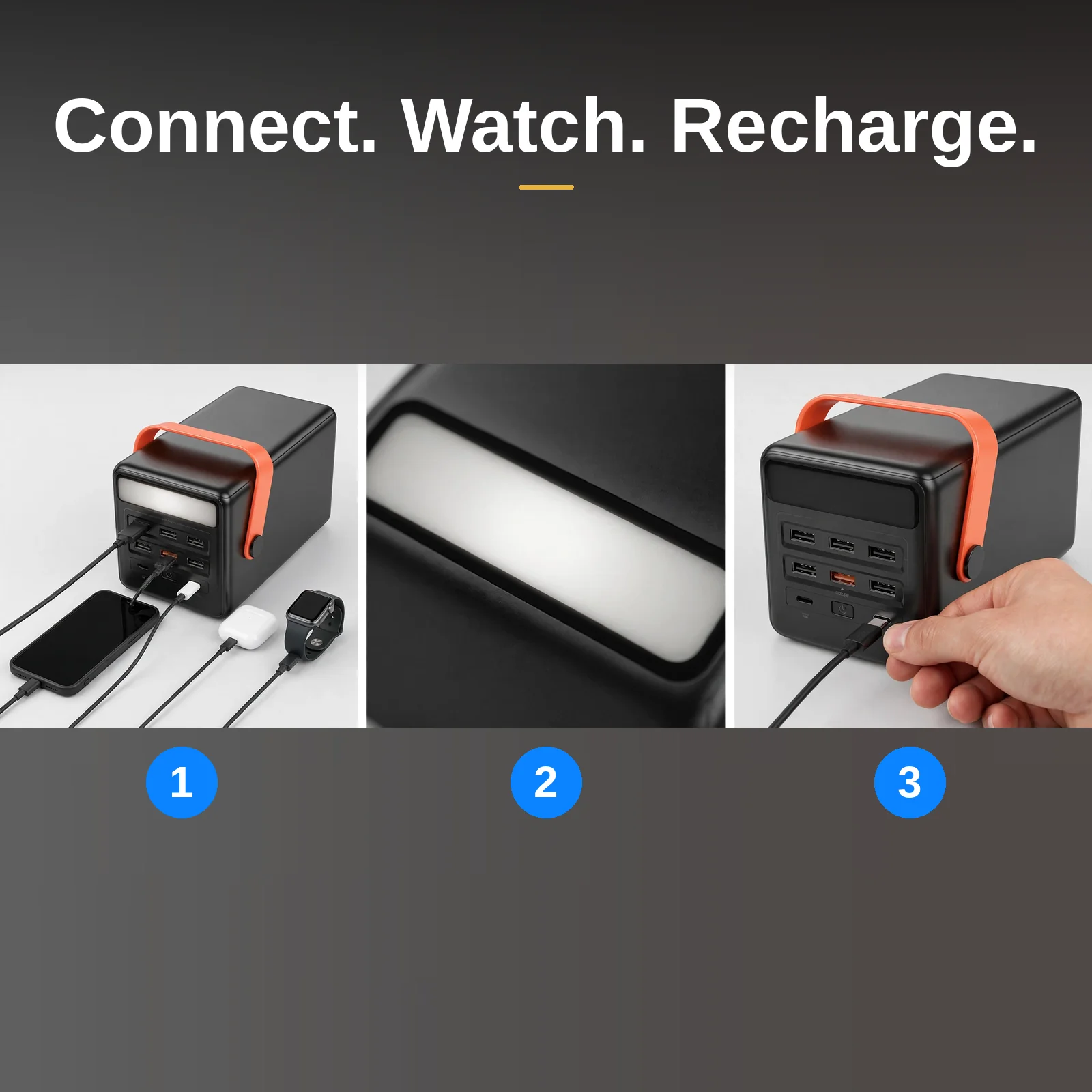 How to use the Hoco J142: connect devices, watch the LED display, recharge via dual 18W USB-C inputs