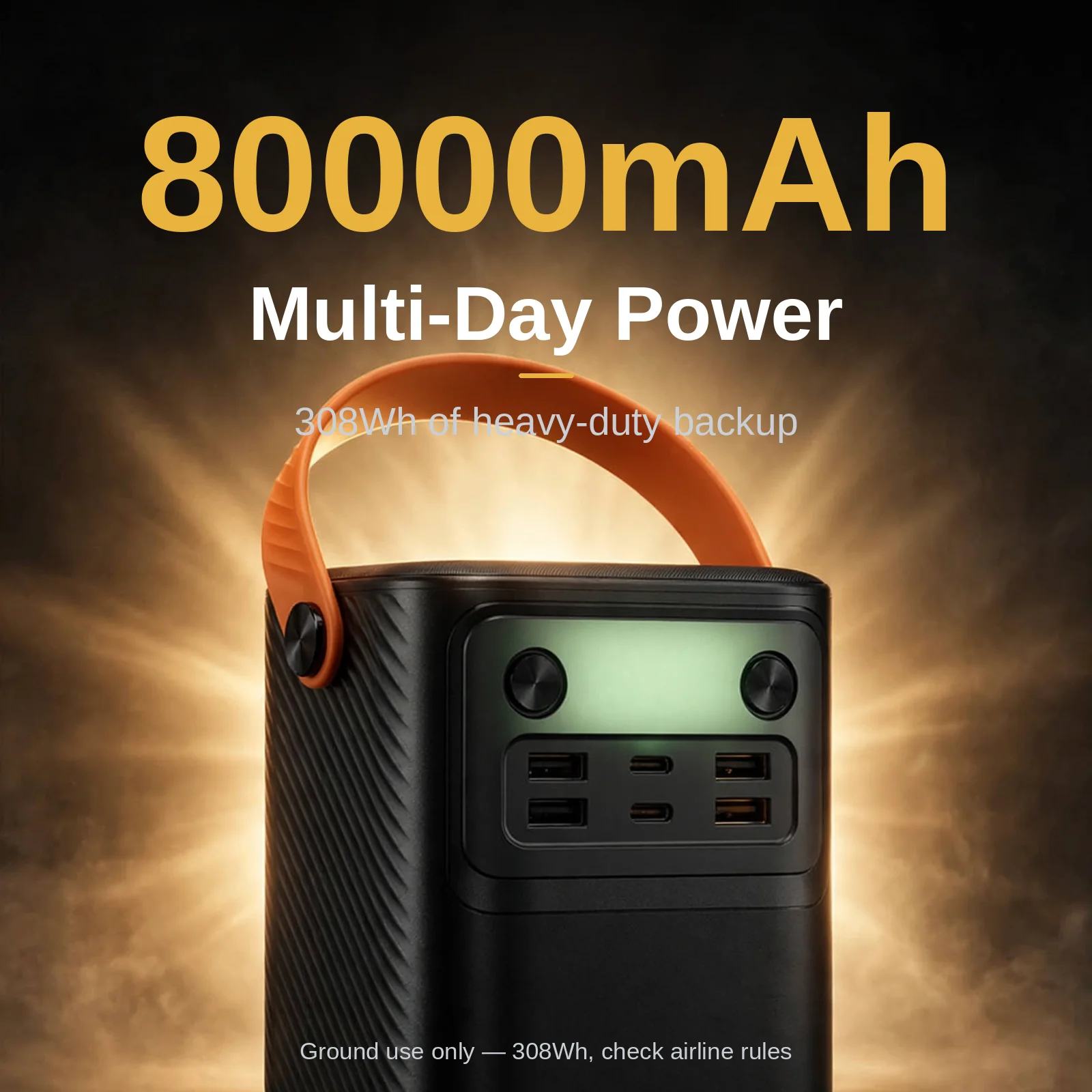 Hoco J152 Pro 80000mAh capacity graphic with 308Wh heavy-duty backup rating