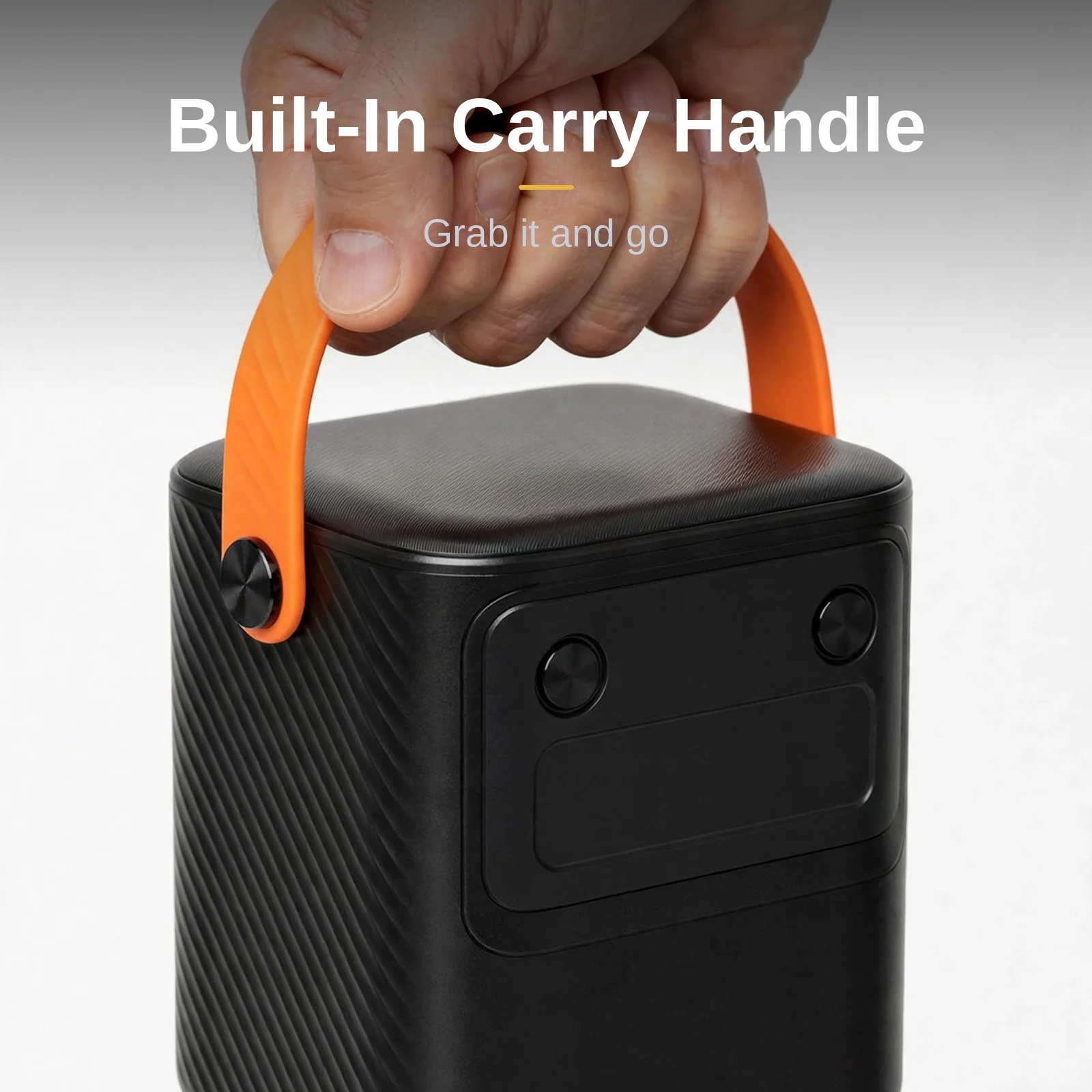 Built-in orange carry handle of the Hoco J152 Pro power bank being gripped