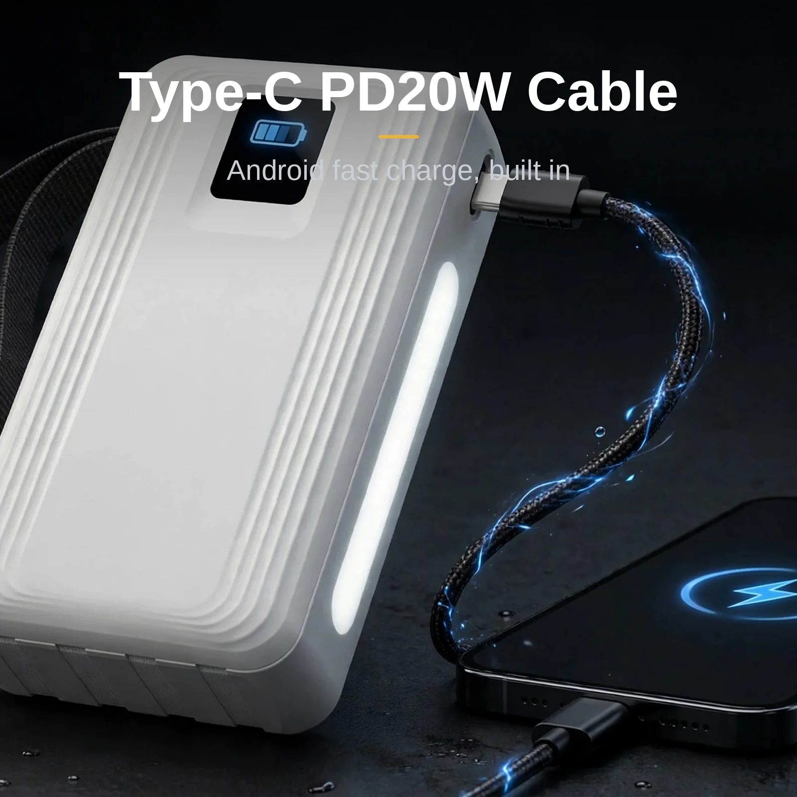 Hoco J173 power bank price — built-in USB-C cable with PD20W fast charging