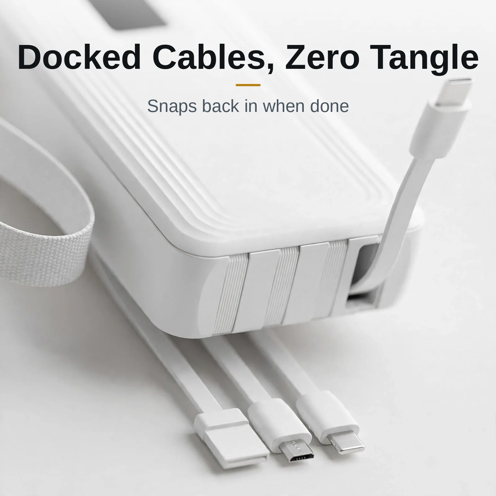 Hoco J173 cable dock macro — built-in cables stow neatly with zero tangle