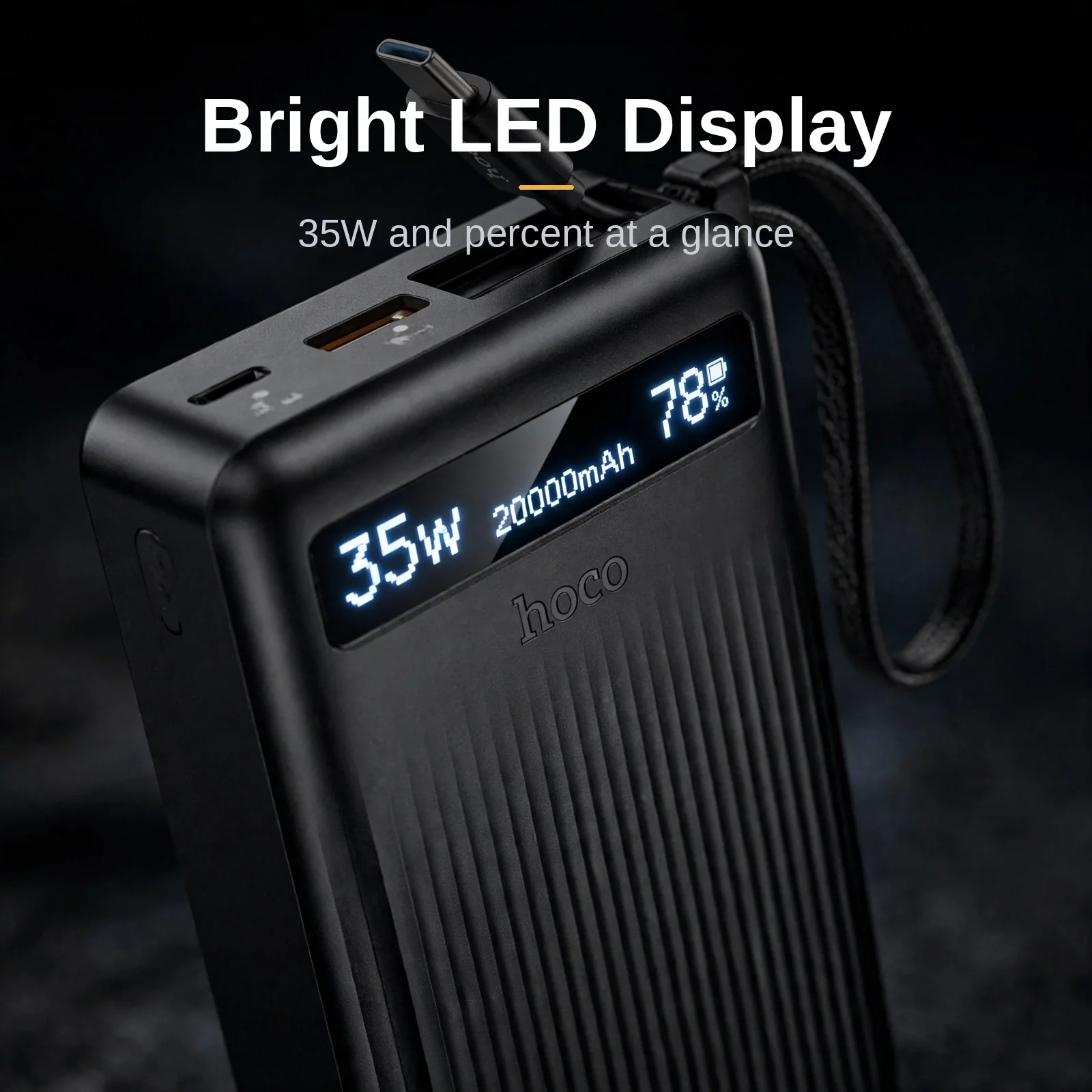 Hoco MMJ-04 power bank price in Bangladesh — LED display showing 35W output and 78 percent battery remaining