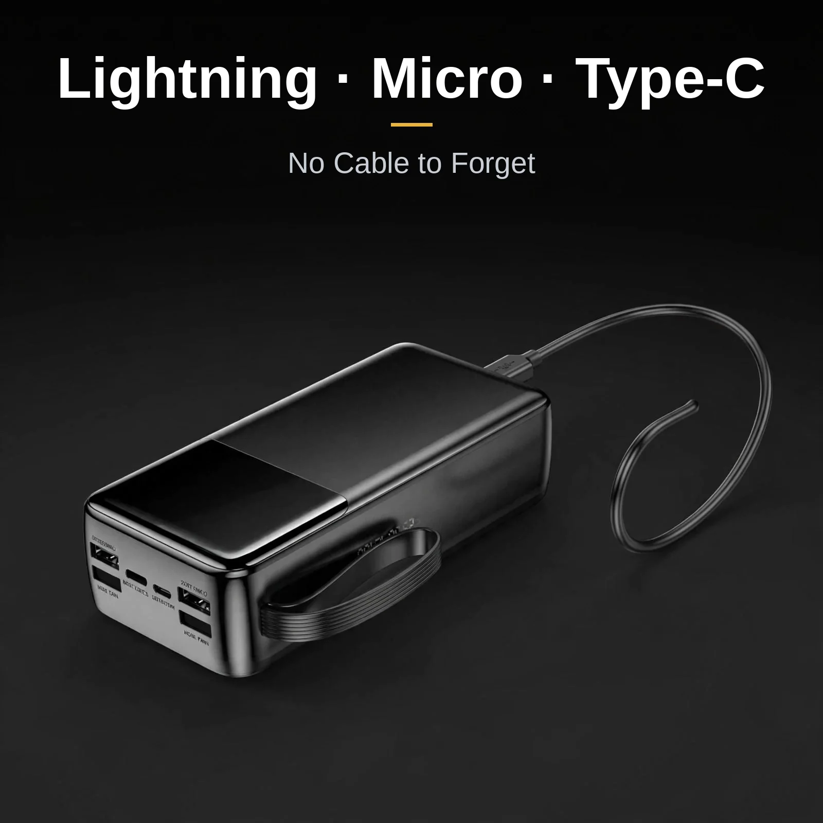 Hoco MMJ-13 power bank price — Hoco MMJ-13 Rest built-in cable pulled out from the docked side position