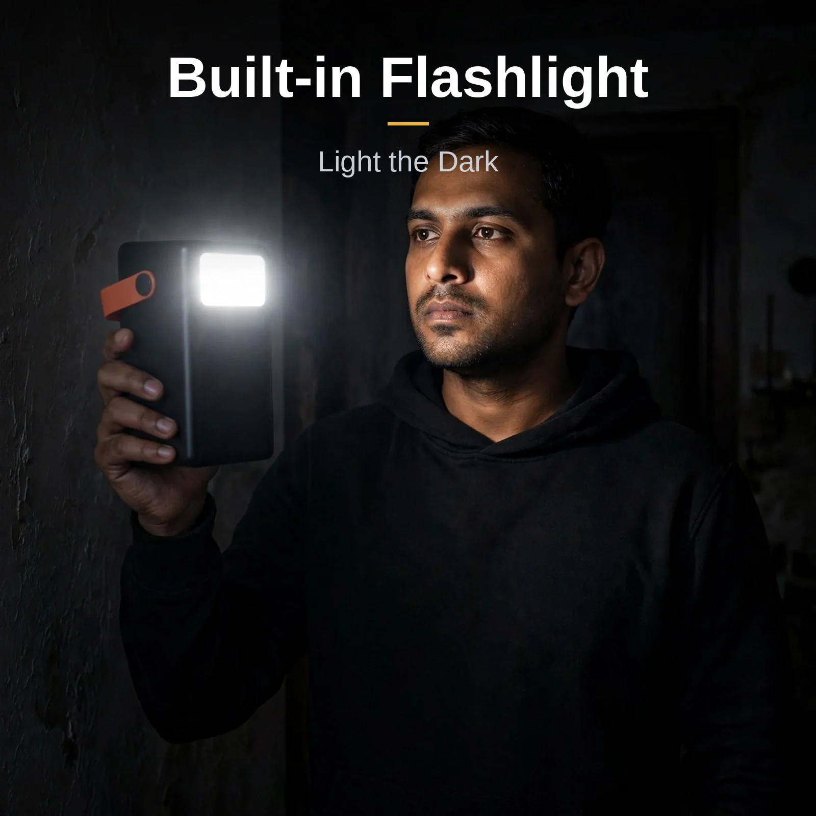 Hoco MMJ-20 built-in LED floodlight in use during a blackout