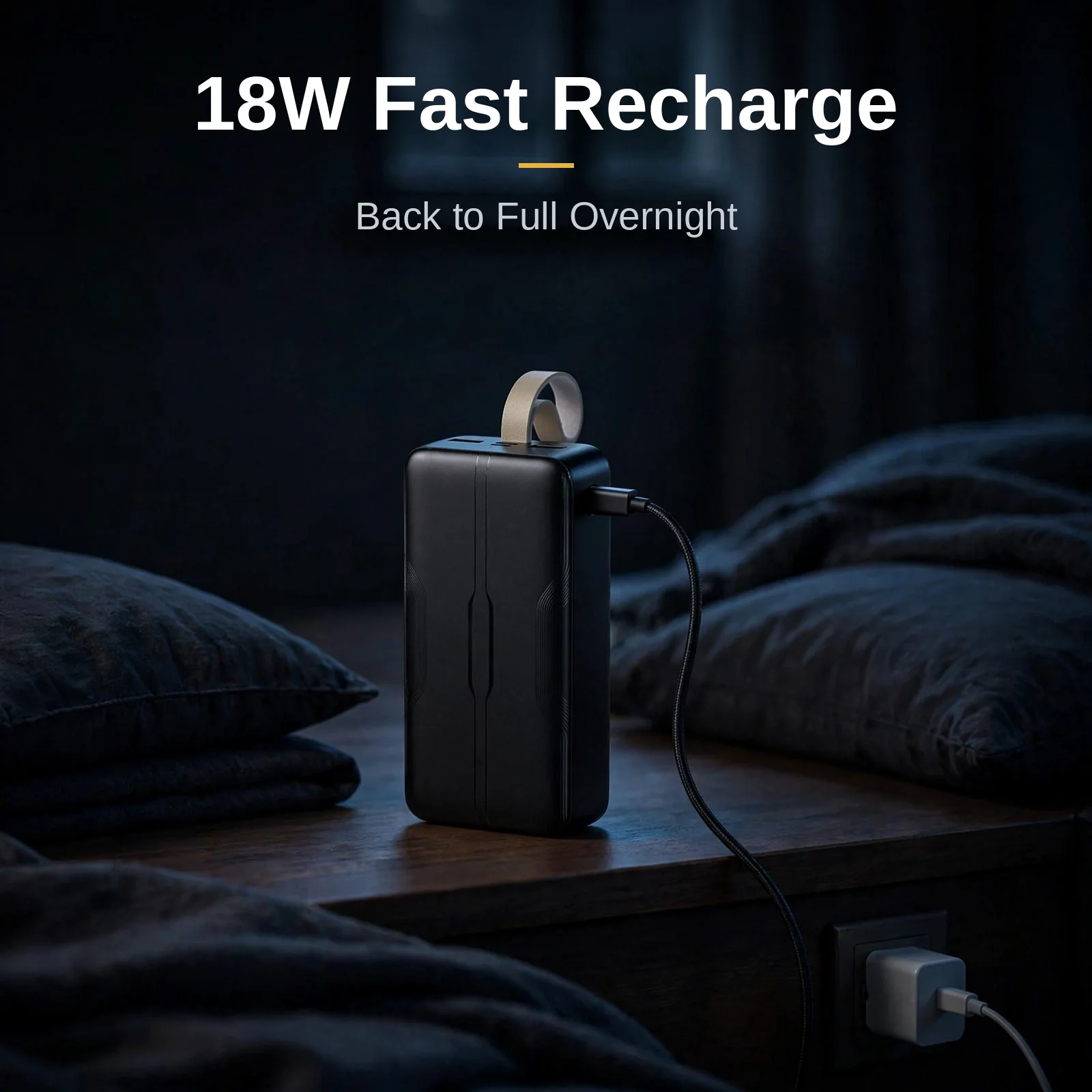Hoco MMJ-25 power bank refilling overnight through 18W fast input