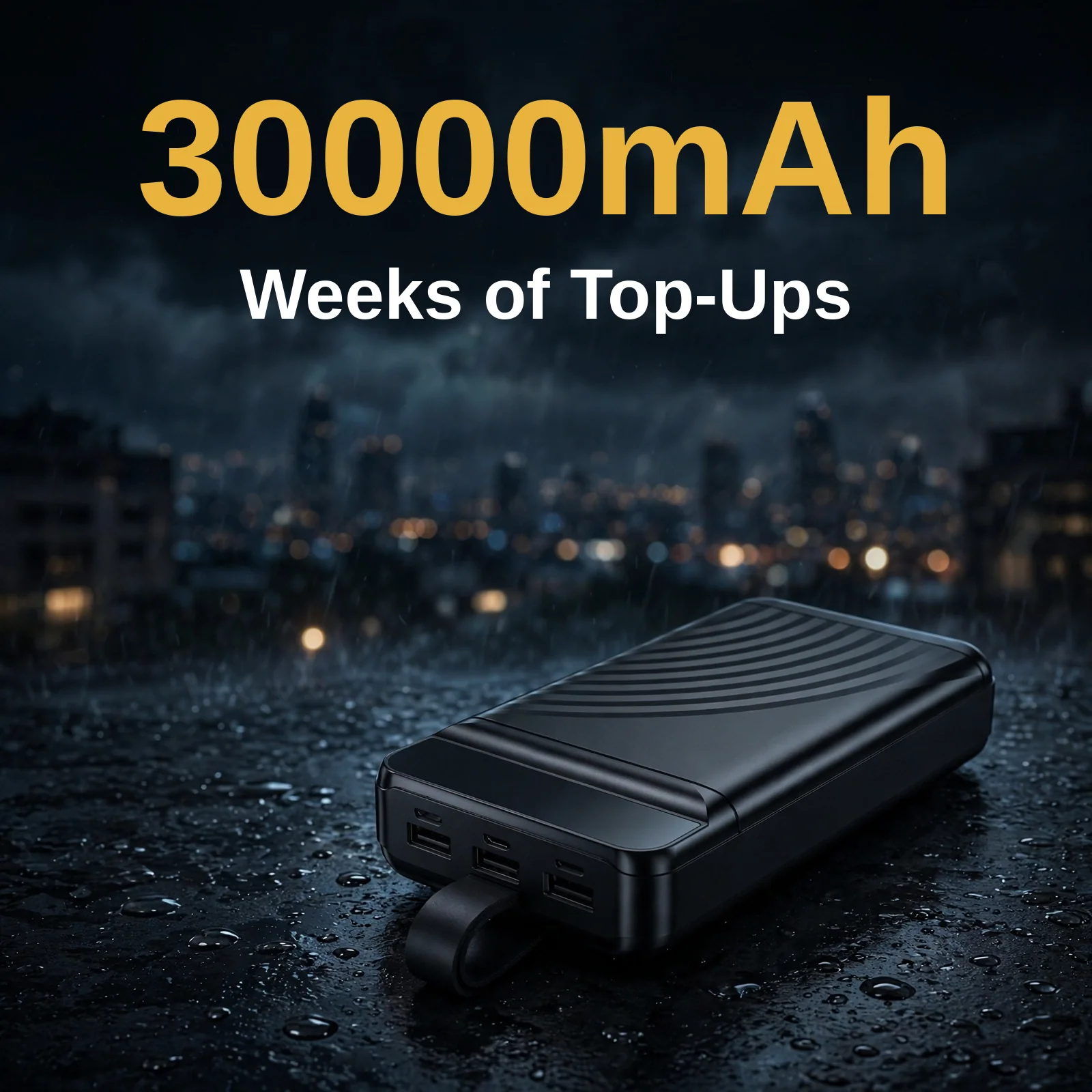 Hoco MMJ-26 30000mAh power bank with storm backdrop