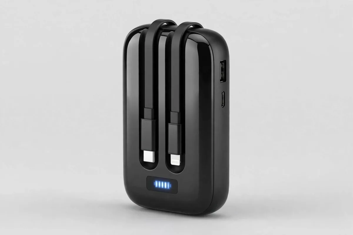 Hoco MMJ-27 power bank price — Hoco MMJ-27 three-quarter view showing USB-A and Type-C side ports
