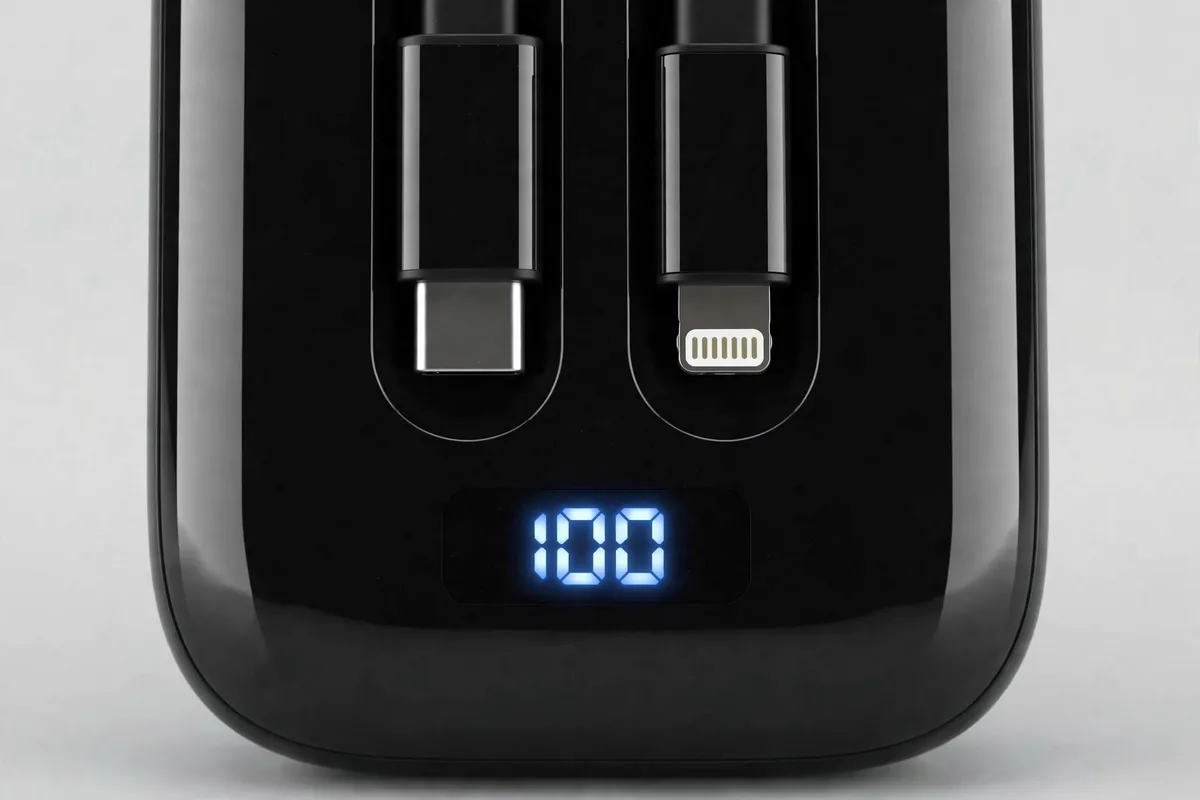 Hoco MMJ-27 LED digital display showing 100 percent battery