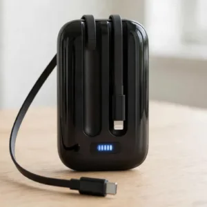 Hoco MMJ-27 on a desk with its built-in USB-C cable pulled out