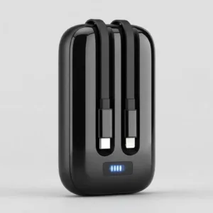 Hoco MMJ-27 power bank front view with docked built-in cables