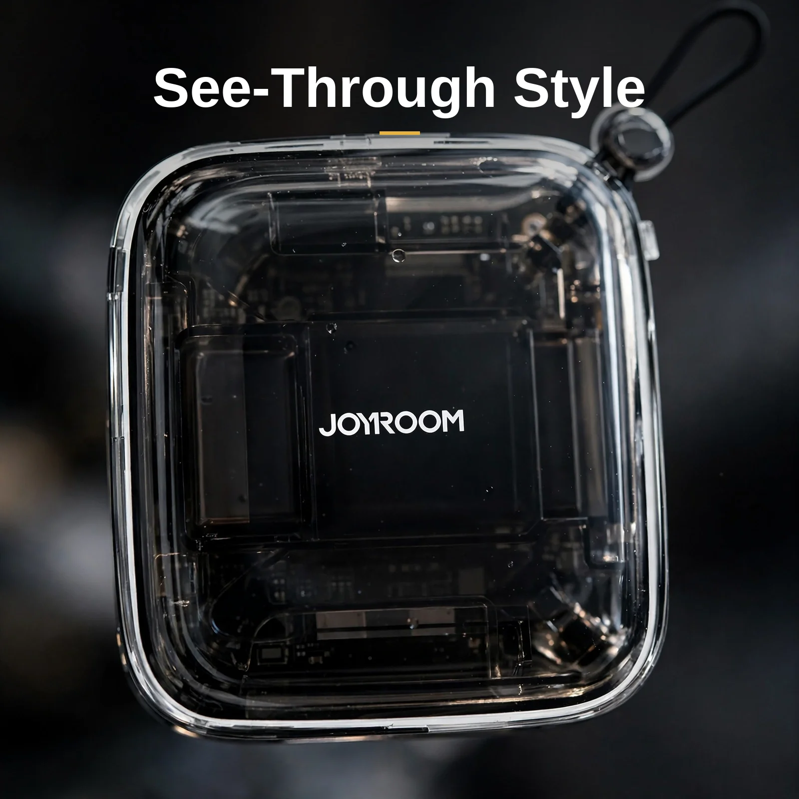 Close-up of the transparent jelly shell on the Joyroom JR-L003 power bank