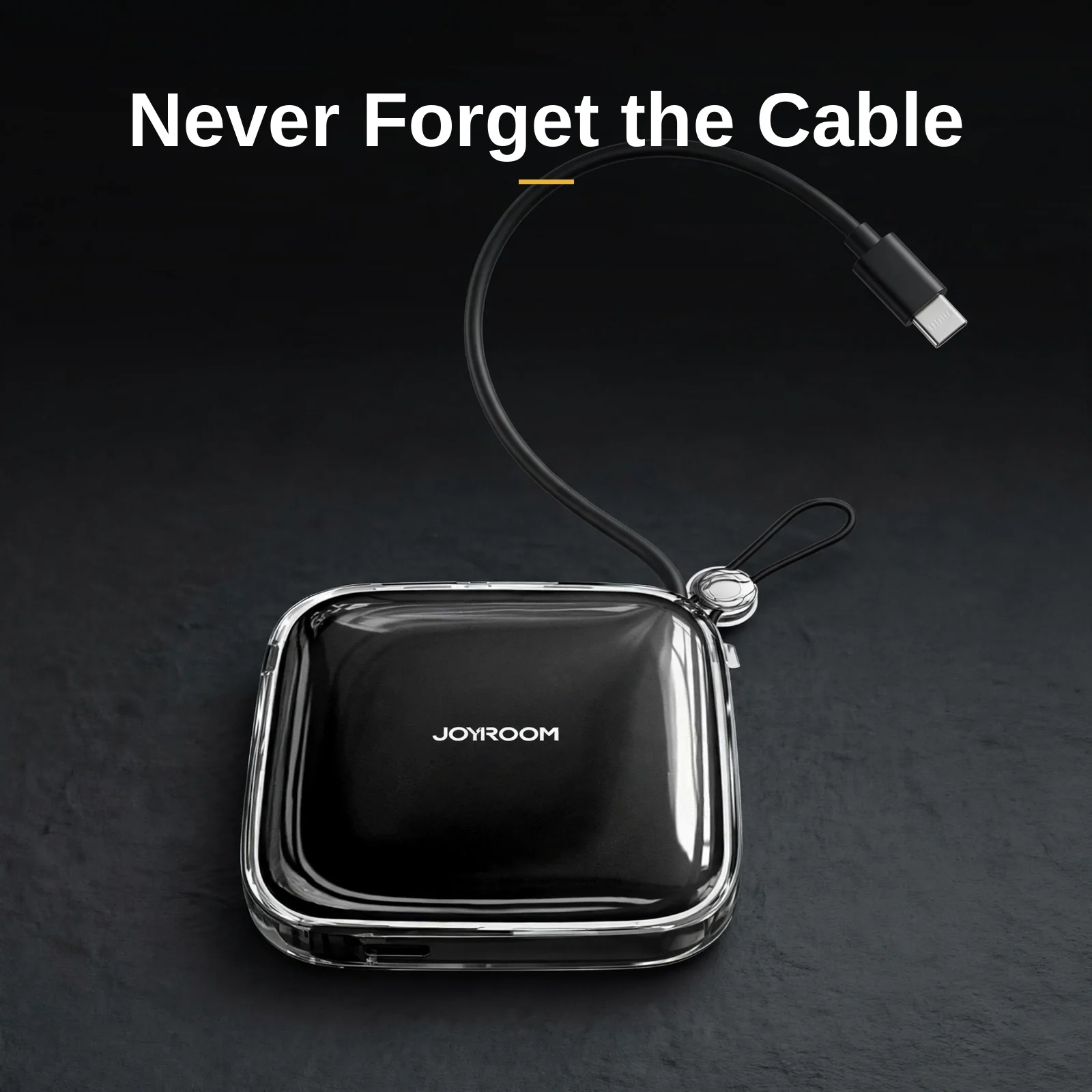 Joyroom JR-L004 power bank price — Joyroom JR-L004 built-in Type-C cable pulled out and ready to connect