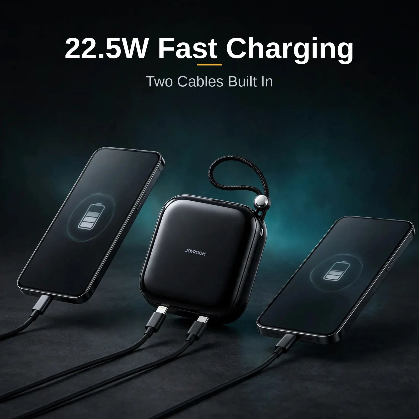 Joyroom JR-L009 power bank price — 10000mAh Colorful Series bank with built-in cables charging two phones