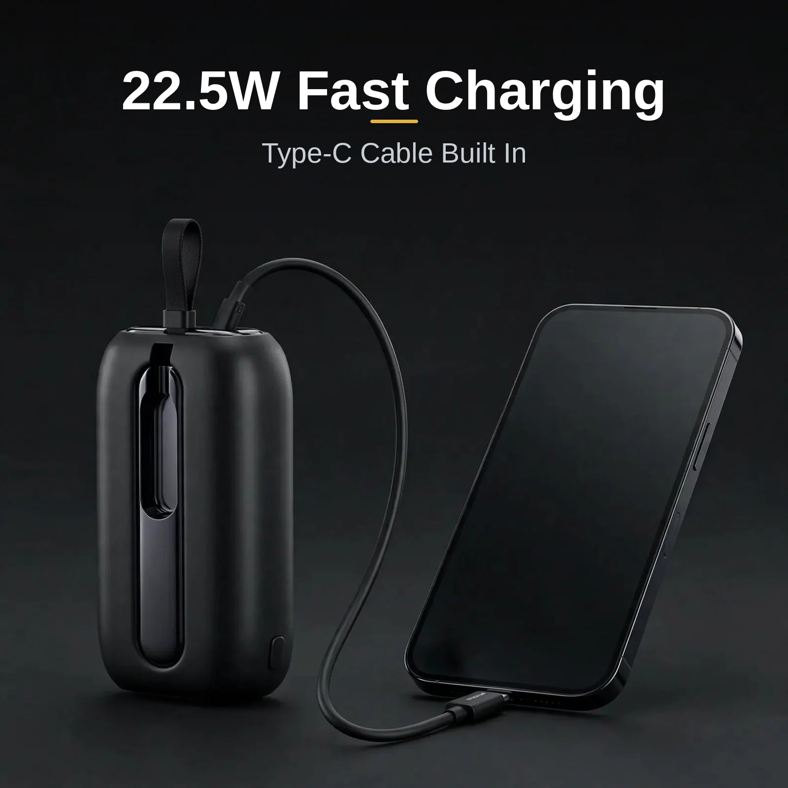 Joyroom JR-L012 power bank price — mini power bank charging a phone with its built-in Type-C cable