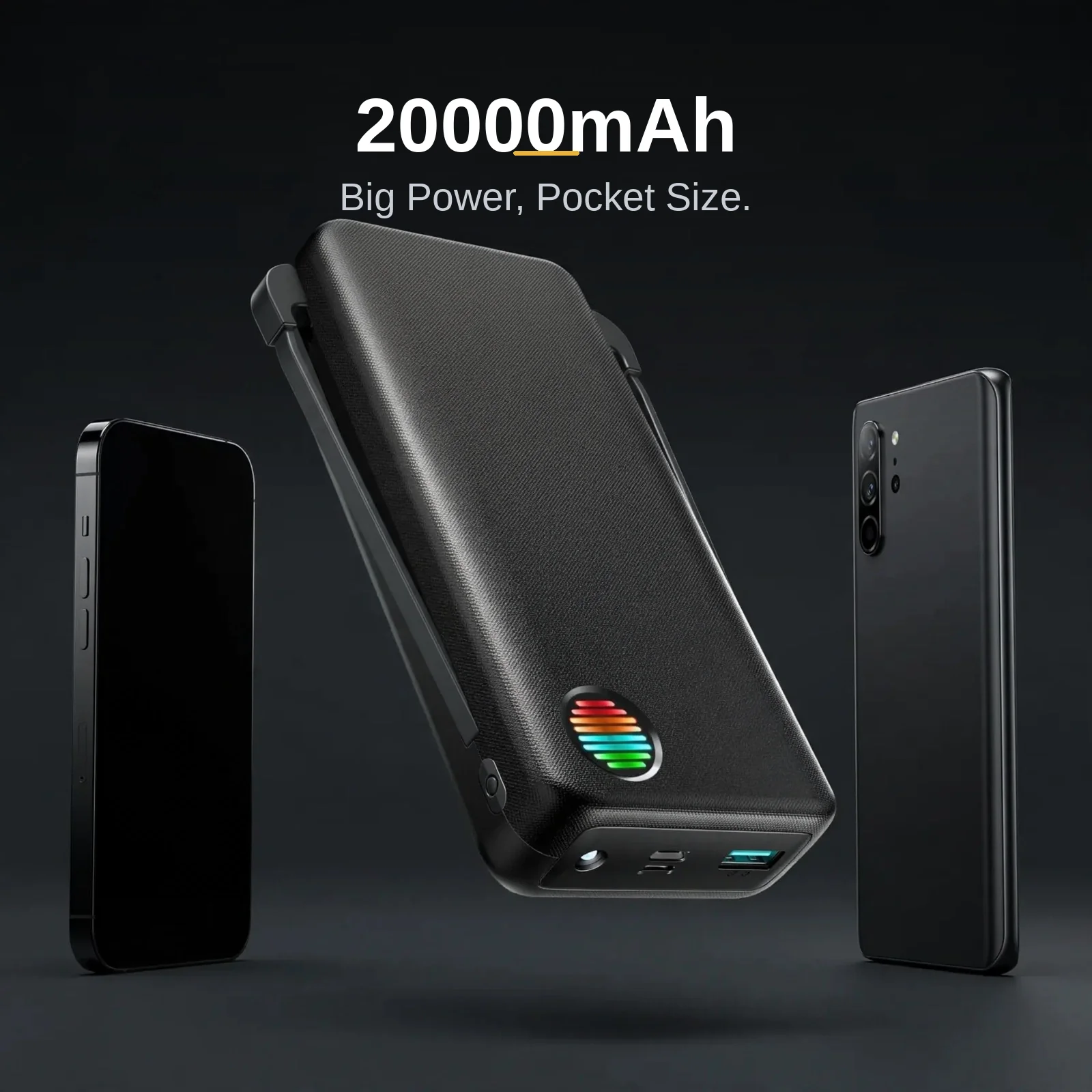 Joyroom JR-L015 power bank price in Bangladesh, 22.5W 20000mAh bank with dual built-in cables, hero view