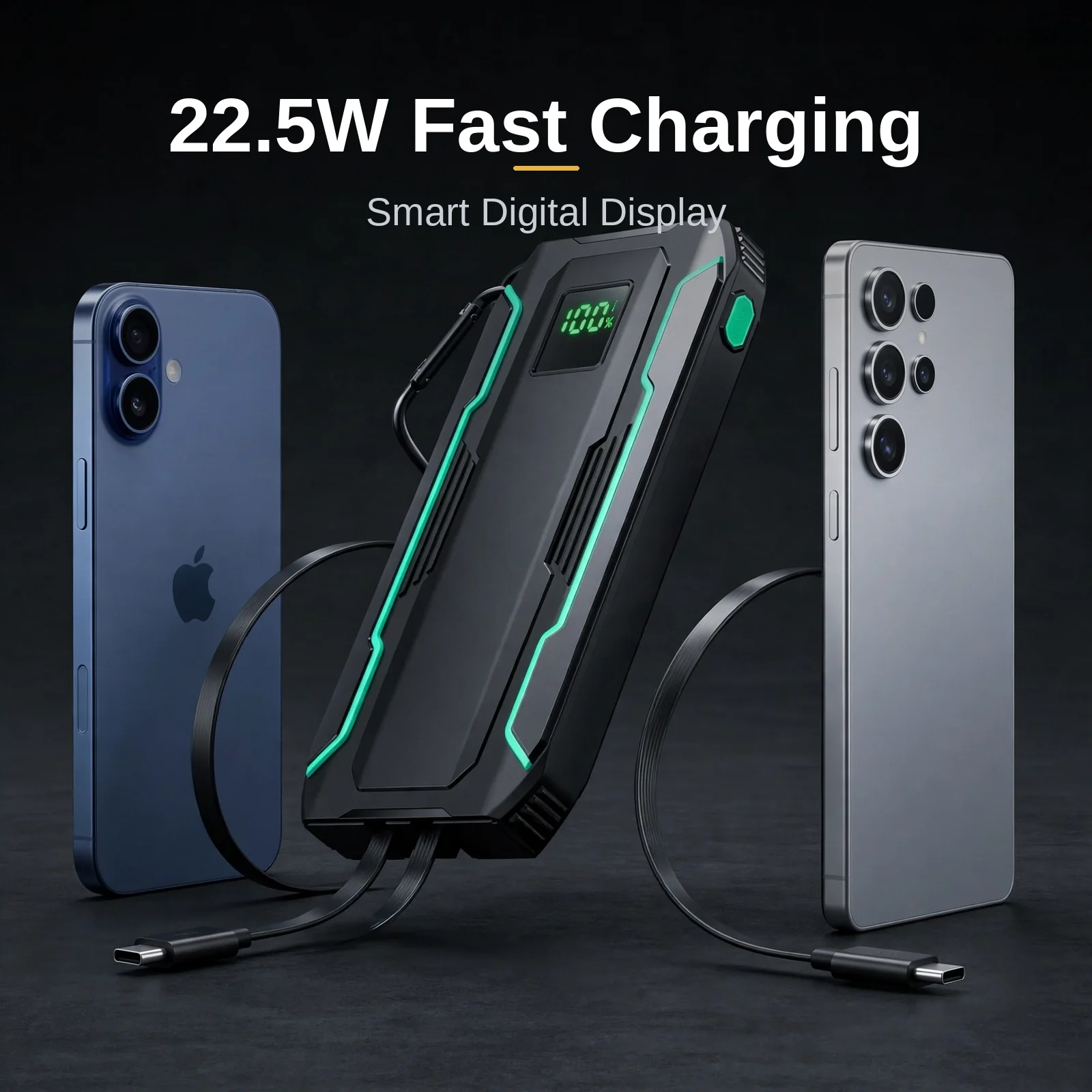 Joyroom JR-L017 power bank price: 22.5W 10000mAh bank with dual built-in cables and smart digital display