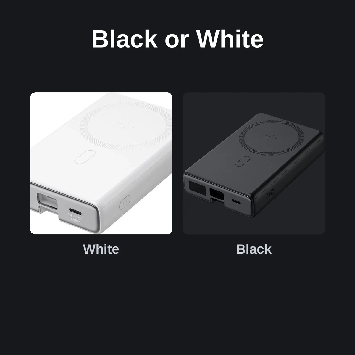 Joyroom JR-PBM01 power bank in Black and White colour options side by side