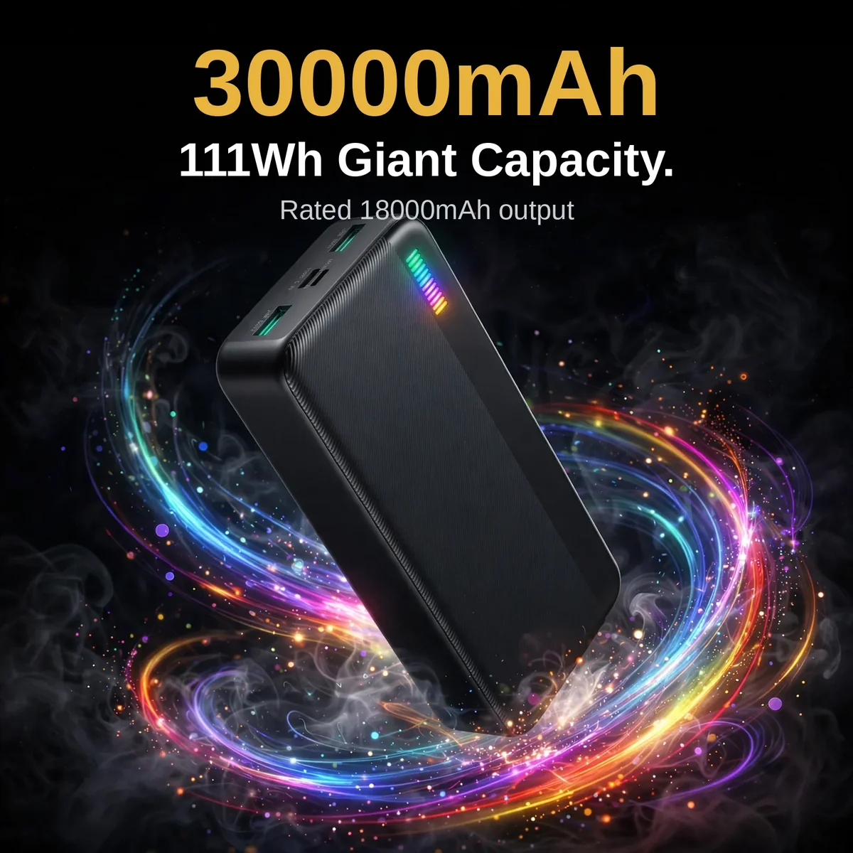 Joyroom JR-T018 power bank price guide image showing 30000mAh and 111Wh giant capacity with rated 18000mAh output